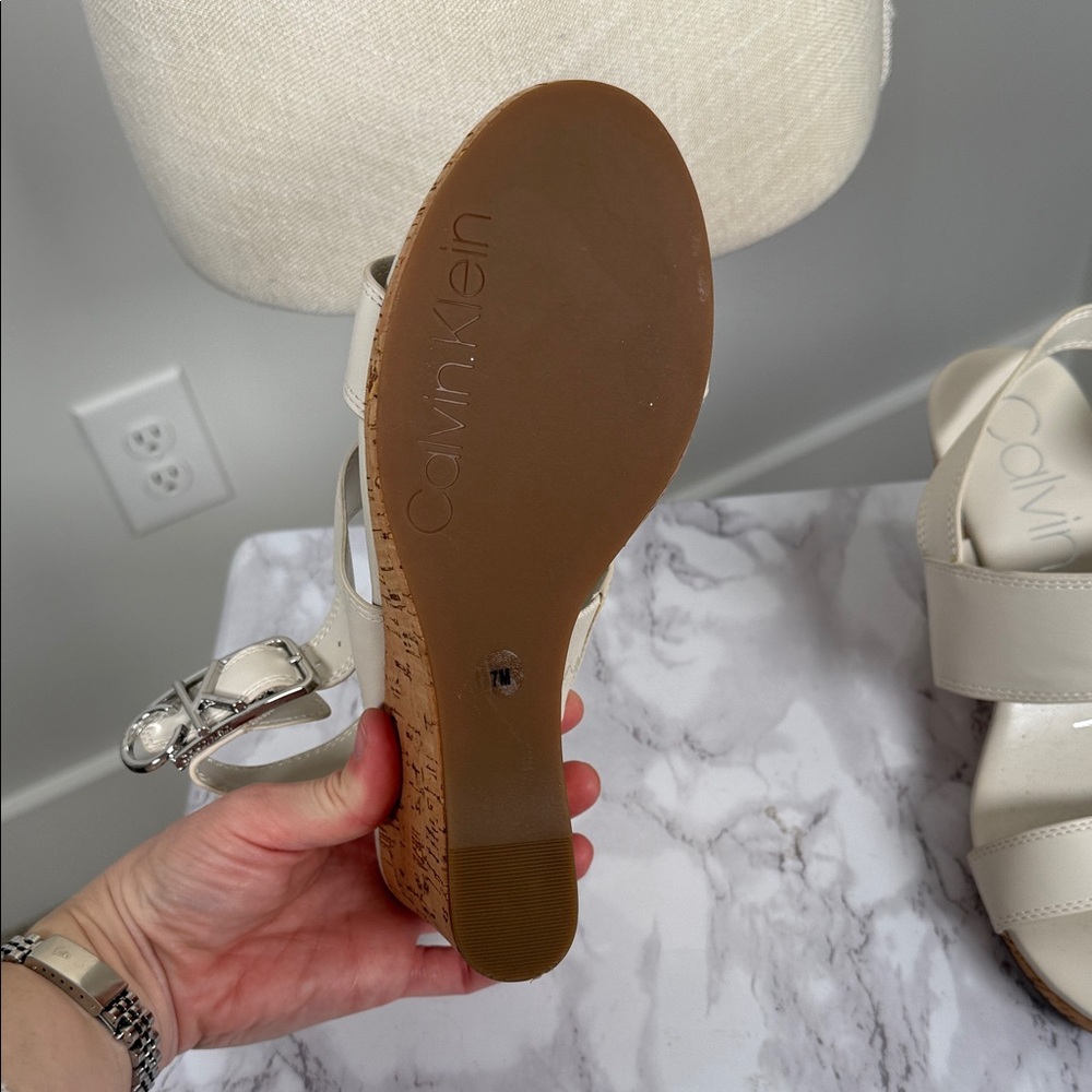 Calvin Klein Women's Cream Sandals - Picture 11 of 13